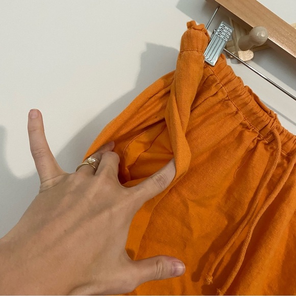 Abercrombie & Fitch Orange Linen Blend Midi Skirt size Large - Picture 4 of 8